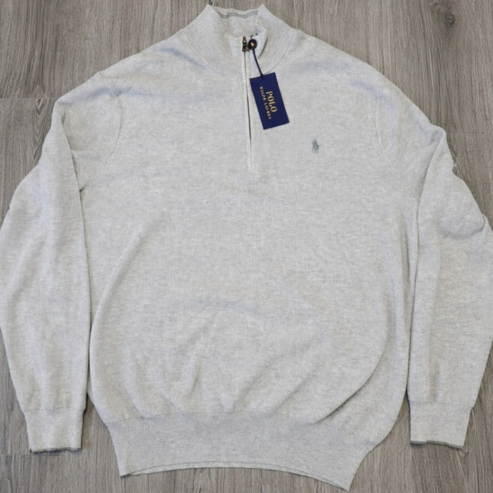 Polo Ralph Lauren Quarter Zip Sweater 2XB Gray Pima Cotton NWT